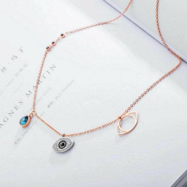 Sapphire Evil Eye Necklace For Women & Girls : NS12297