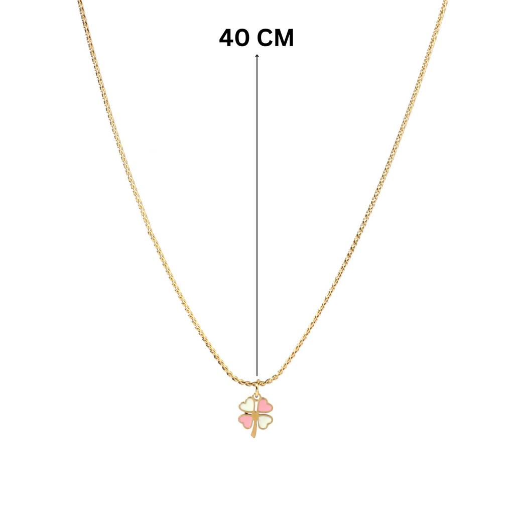 Pink & White Clover Gold Necklace For Women & Girls : NS13651-G-PNK