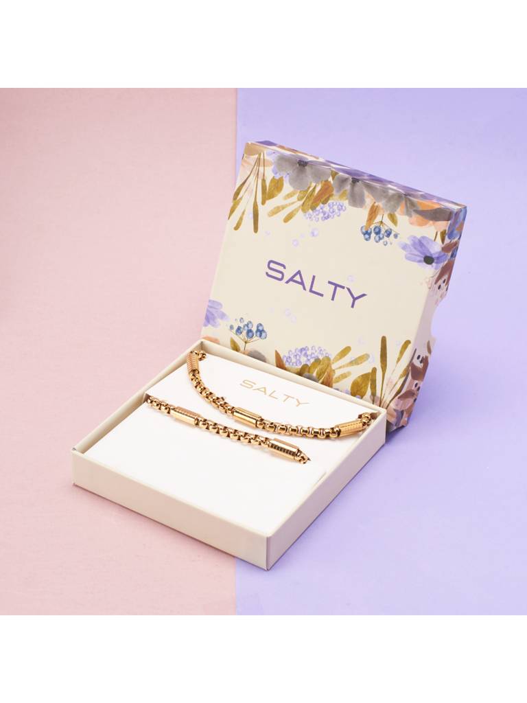 Molten Chain Necklace And Bracelet Set For Women & Girls : NS14000-G-BS14000-Gcombo