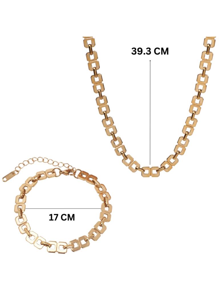 Chic Geometry Necklace And Bracelet Set For Women & Girls : NS14001-G-BS14001-Gcombo