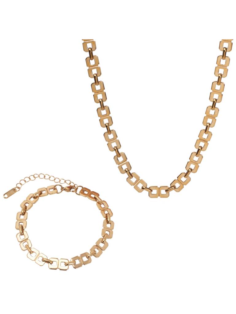 Chic Geometry Necklace And Bracelet Set For Women & Girls : NS14001-G-BS14001-Gcombo