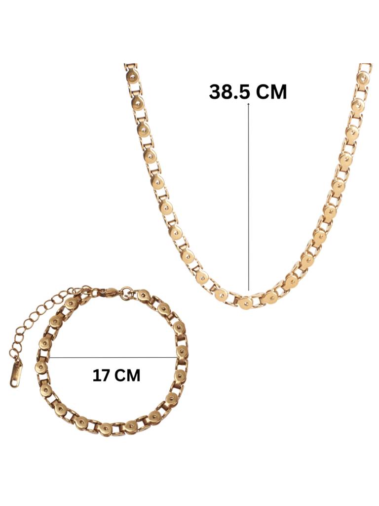 Artisan'S Touch Chain Necklace & Bracelet Set For Women & Girls : NS14003-G-BS14003-Gcombo