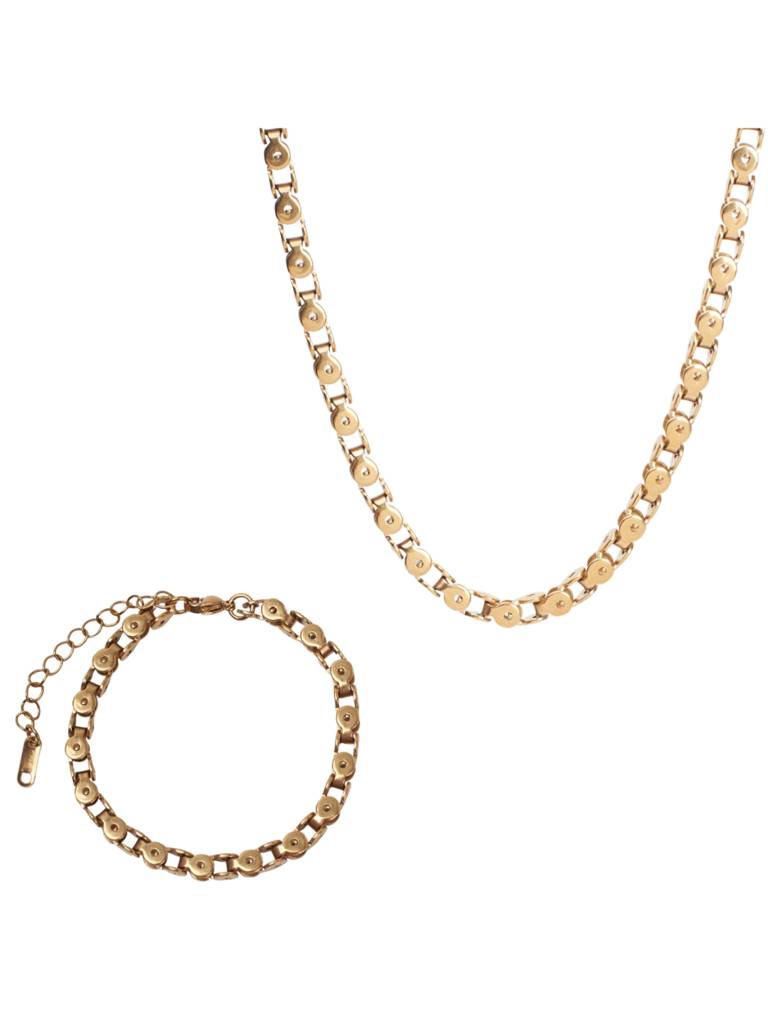 Artisan'S Touch Chain Necklace & Bracelet Set For Women & Girls : NS14003-G-BS14003-Gcombo