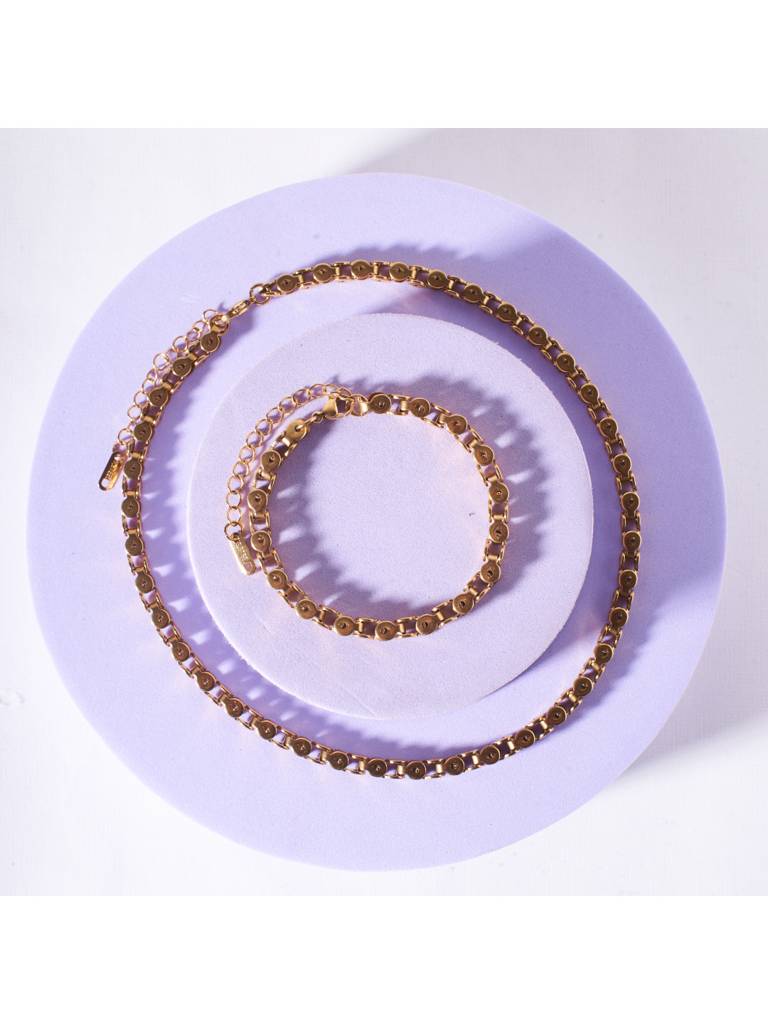 Artisan'S Touch Chain Necklace & Bracelet Set For Women & Girls : NS14003-G-BS14003-Gcombo