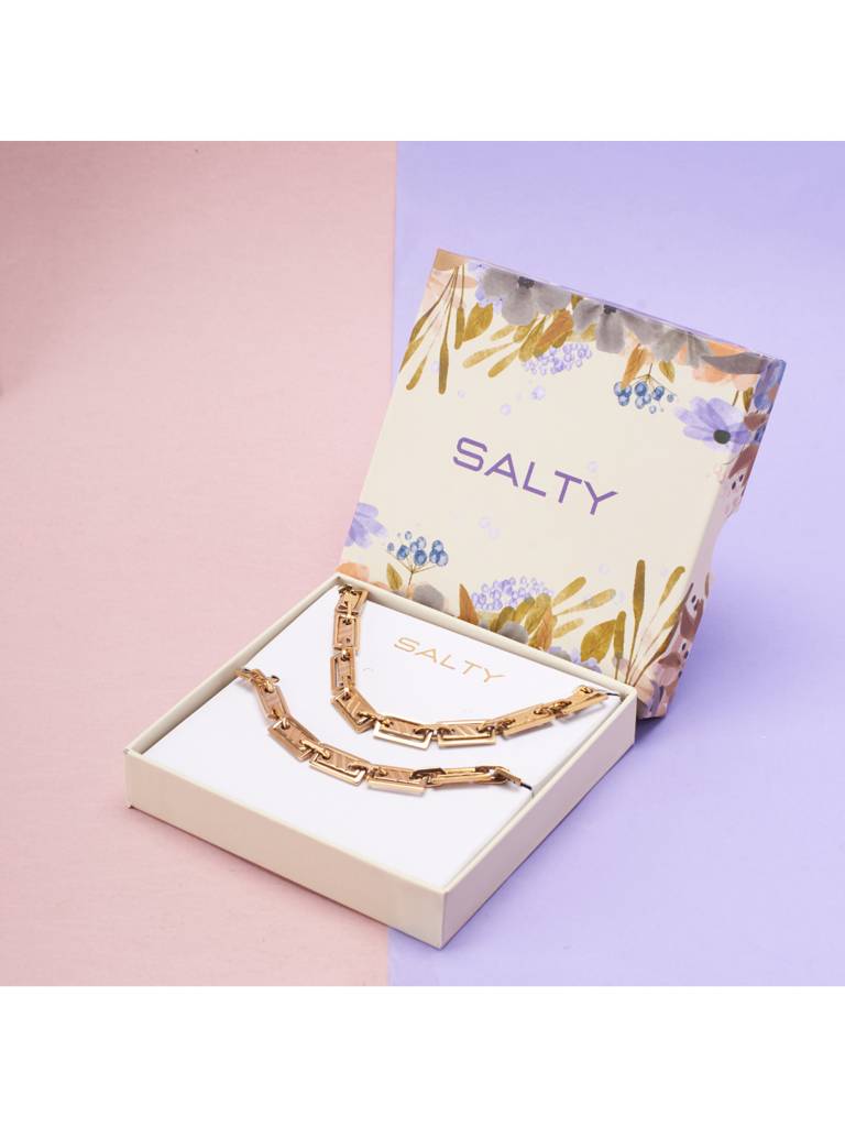Edgy Elegance Modern Necklace & Bracelet Set For Women & Girls : NS14004-G-BS14004-Gcombo