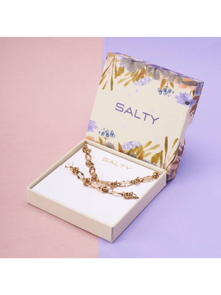 Twist Of Fate Necklace & Bracelet Gift Set For Women & Girls : NS14005-G-BS14005-Gcombo