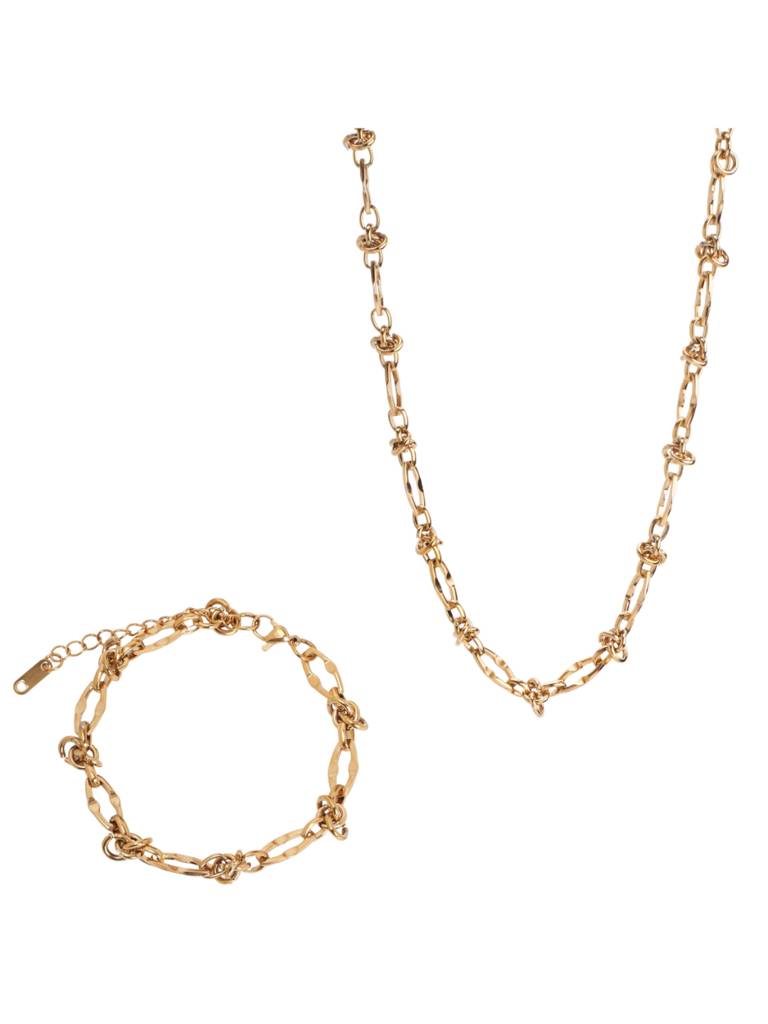 Twist Of Fate Necklace & Bracelet Gift Set For Women & Girls : NS14005-G-BS14005-Gcombo