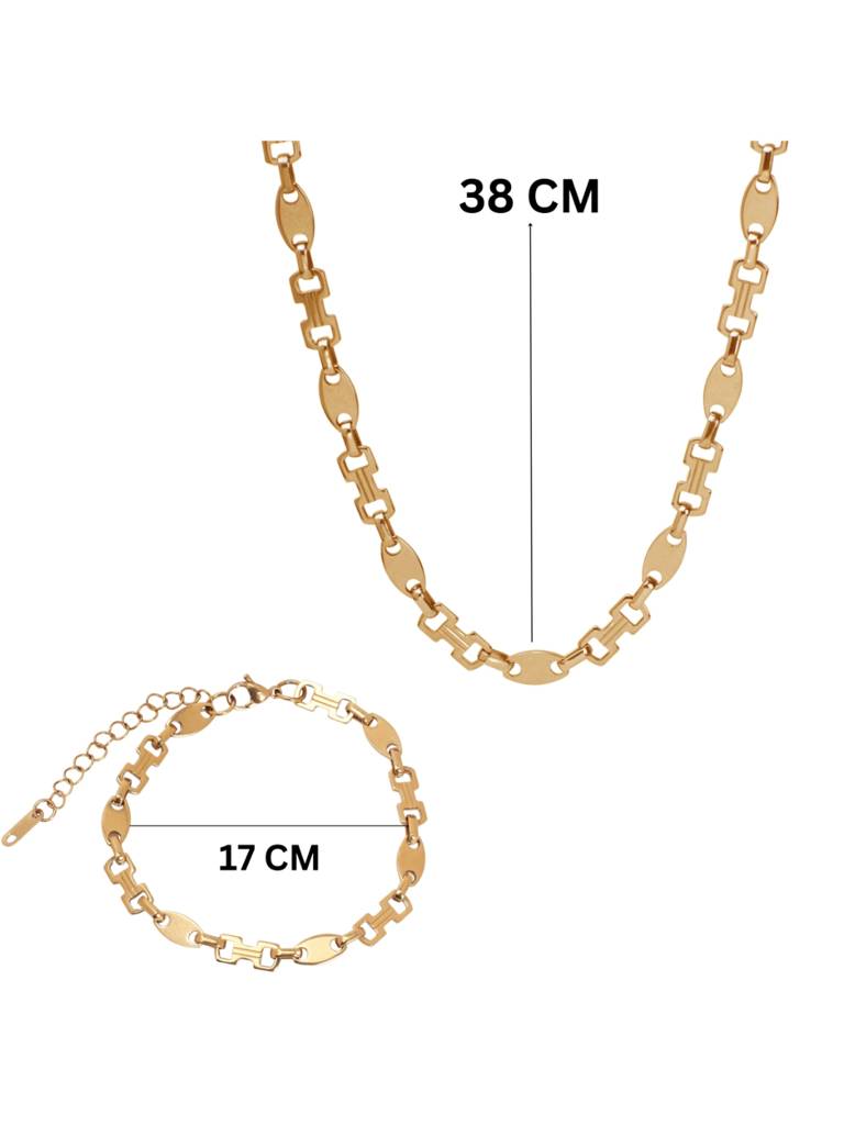 Minimalist Necklace & Bracelet Set For Women & Girls : NS14006-G-BS14006-Gcombo