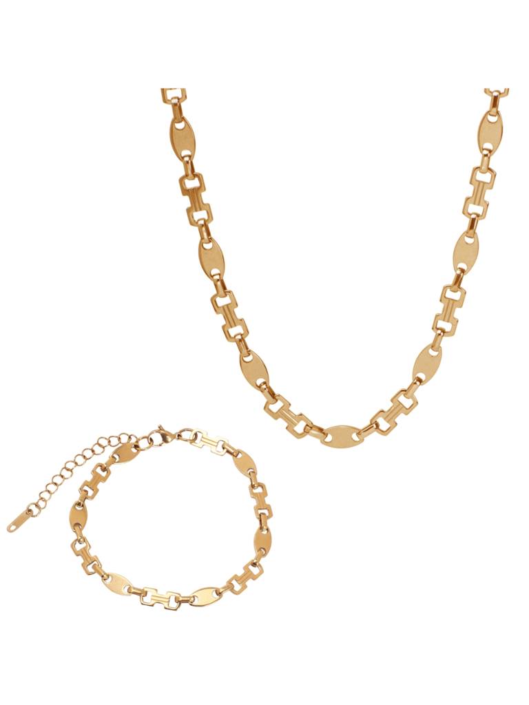 Minimalist Necklace & Bracelet Set For Women & Girls : NS14006-G-BS14006-Gcombo