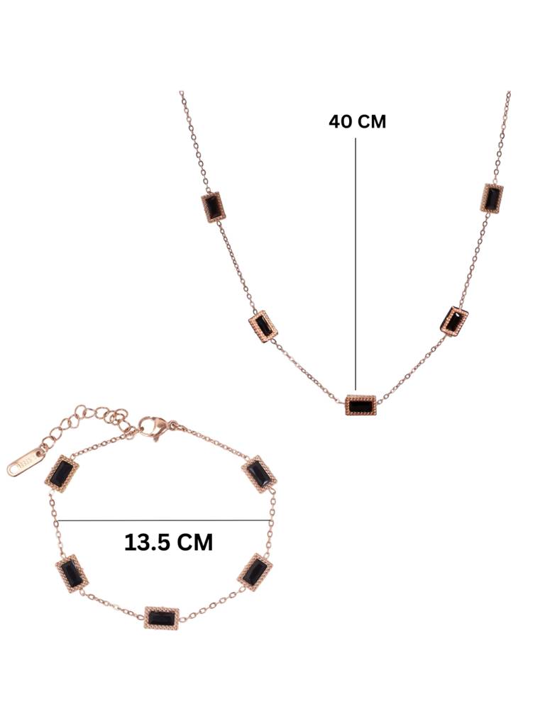 Obsidian Charm Black Gemstone Jewelry Set For Women & Girls : NS14011-RG-BLK-BS14011-RG-BLKcombo