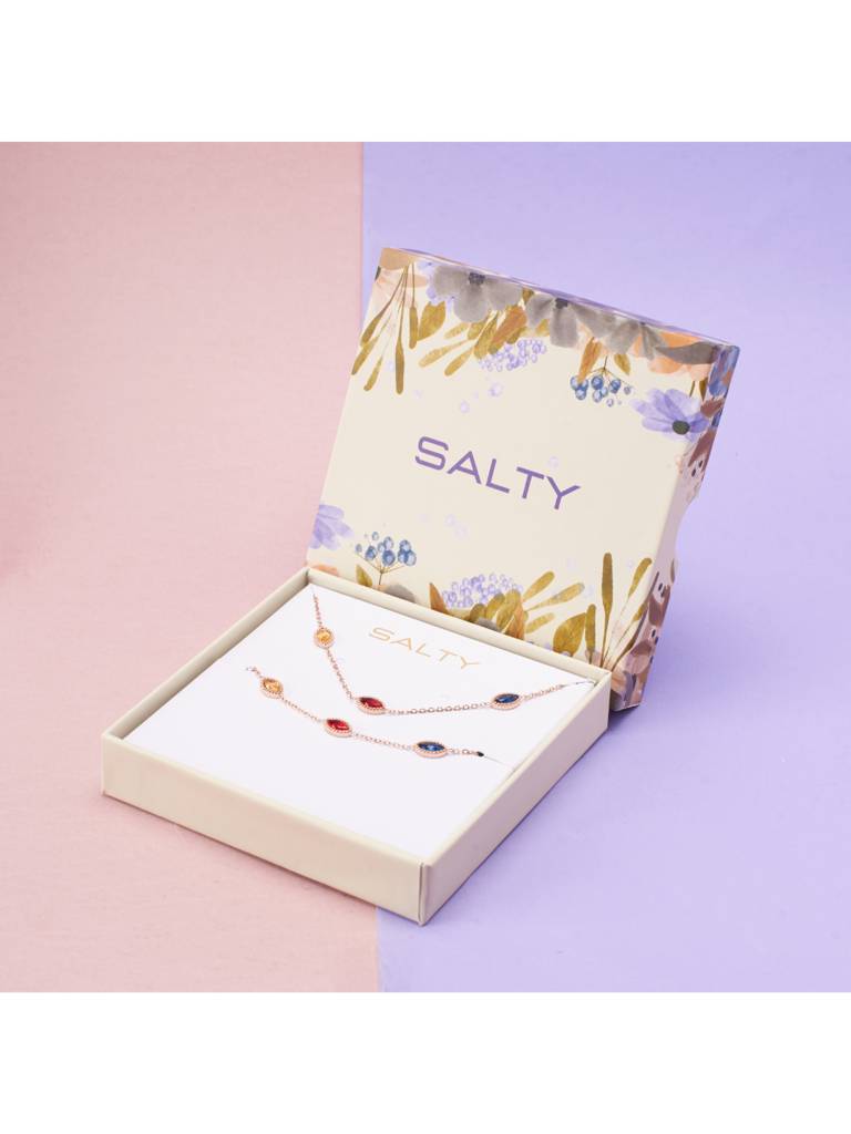 Luminous Luxe Multi Gemstone Jewelry Set For Women & Girls : NS14012-RG-MLT-BS14012-RG-MLTcombo