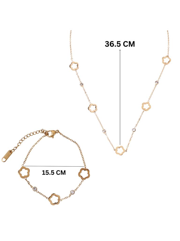 Stellar Elegance Celestial Necklace & Bracelet Set For Women & Girls : NS14036-G-BS14036-Gcombo