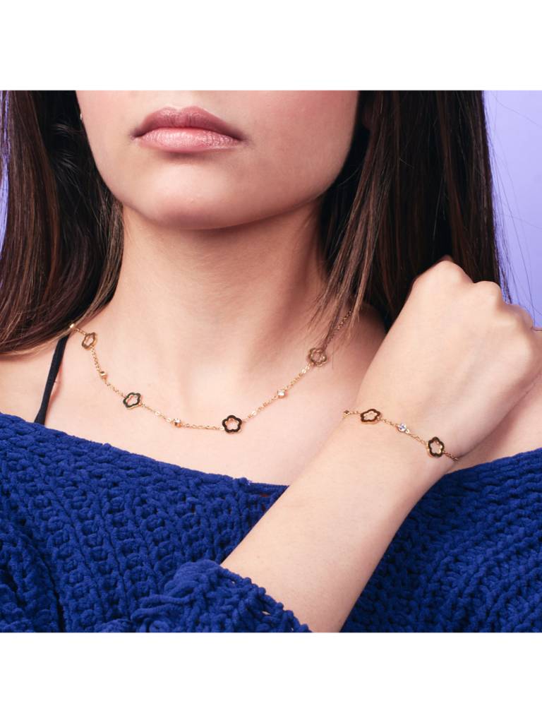 Stellar Elegance Celestial Necklace & Bracelet Set For Women & Girls : NS14036-G-BS14036-Gcombo