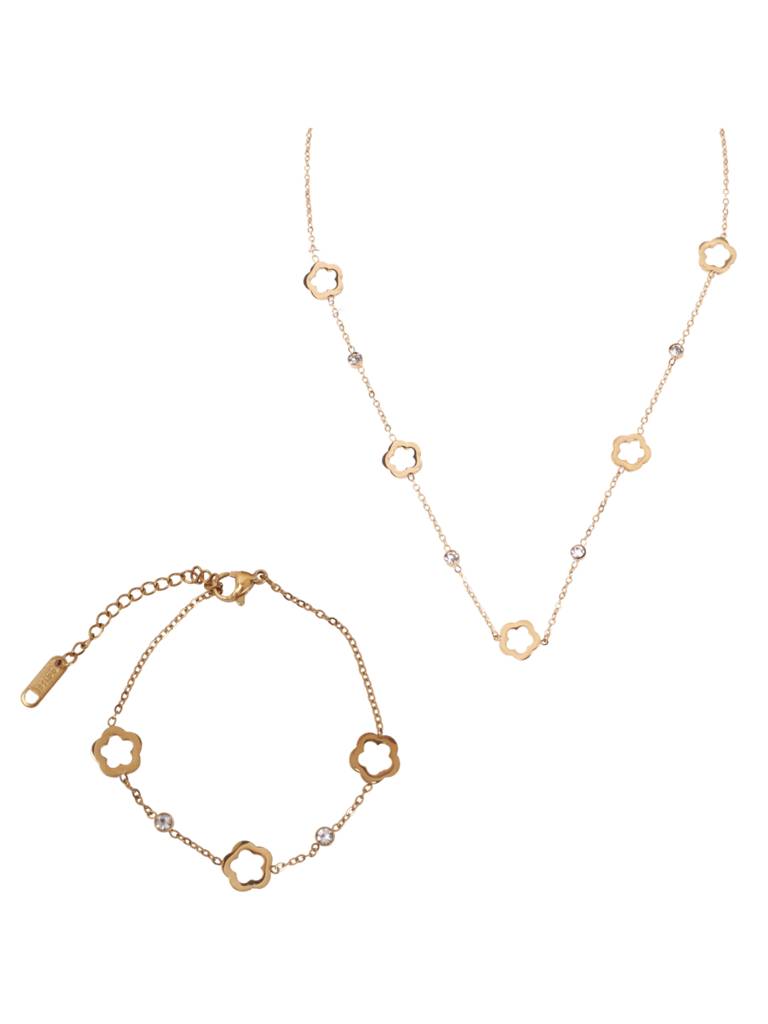 Stellar Elegance Celestial Necklace & Bracelet Set For Women & Girls : NS14036-G-BS14036-Gcombo