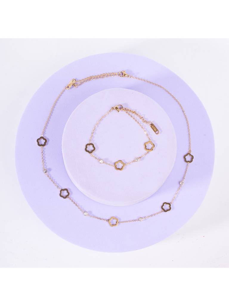 Stellar Elegance Celestial Necklace & Bracelet Set For Women & Girls : NS14036-G-BS14036-Gcombo