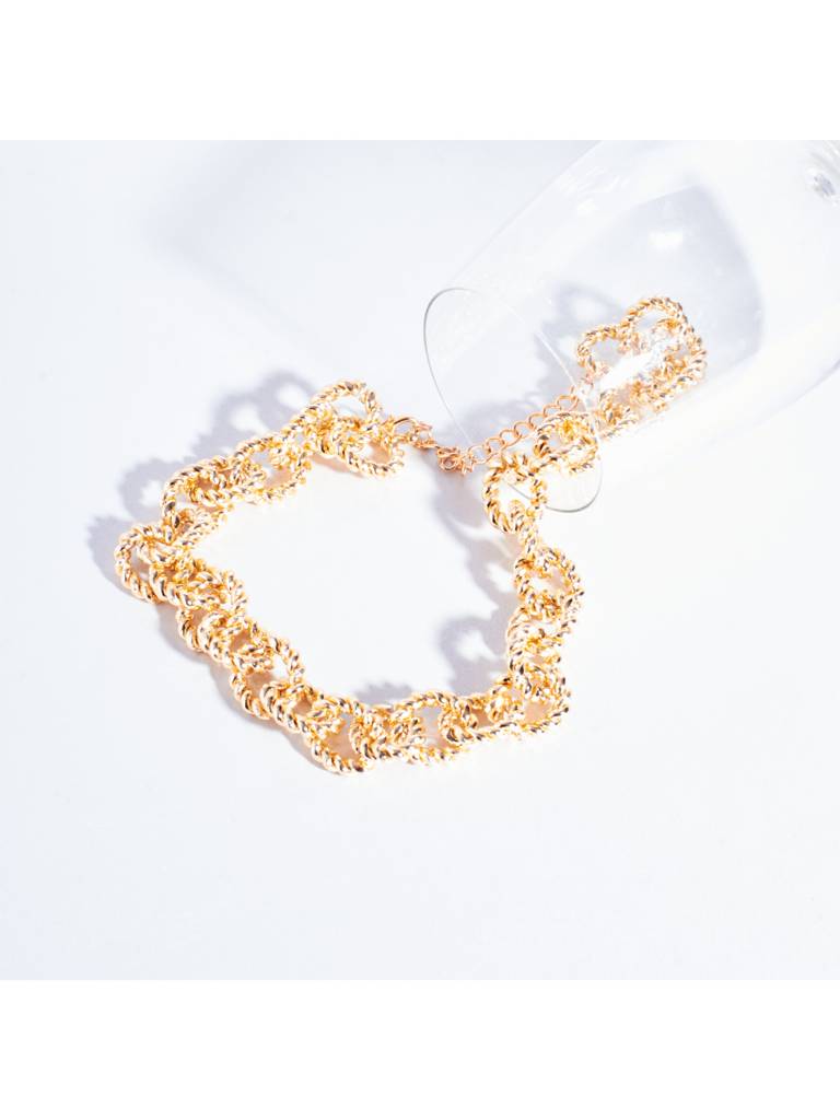 Stylish Gold Chain Links Necklace For Women & Girls : NS14123-G