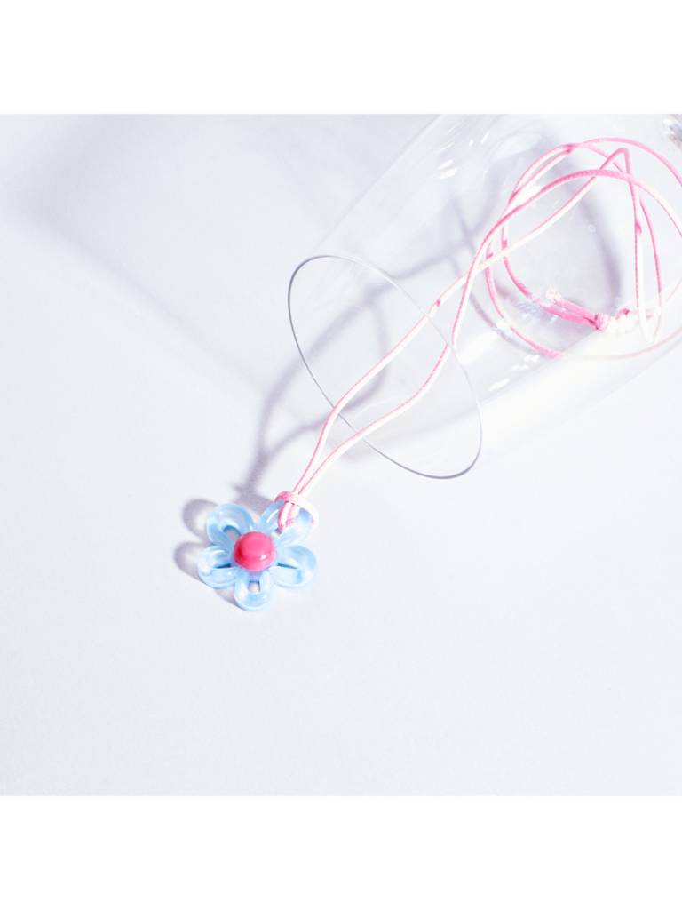 Blooming Floral Statement Necklace For Women & Girls : NS14124-PNK-BLU