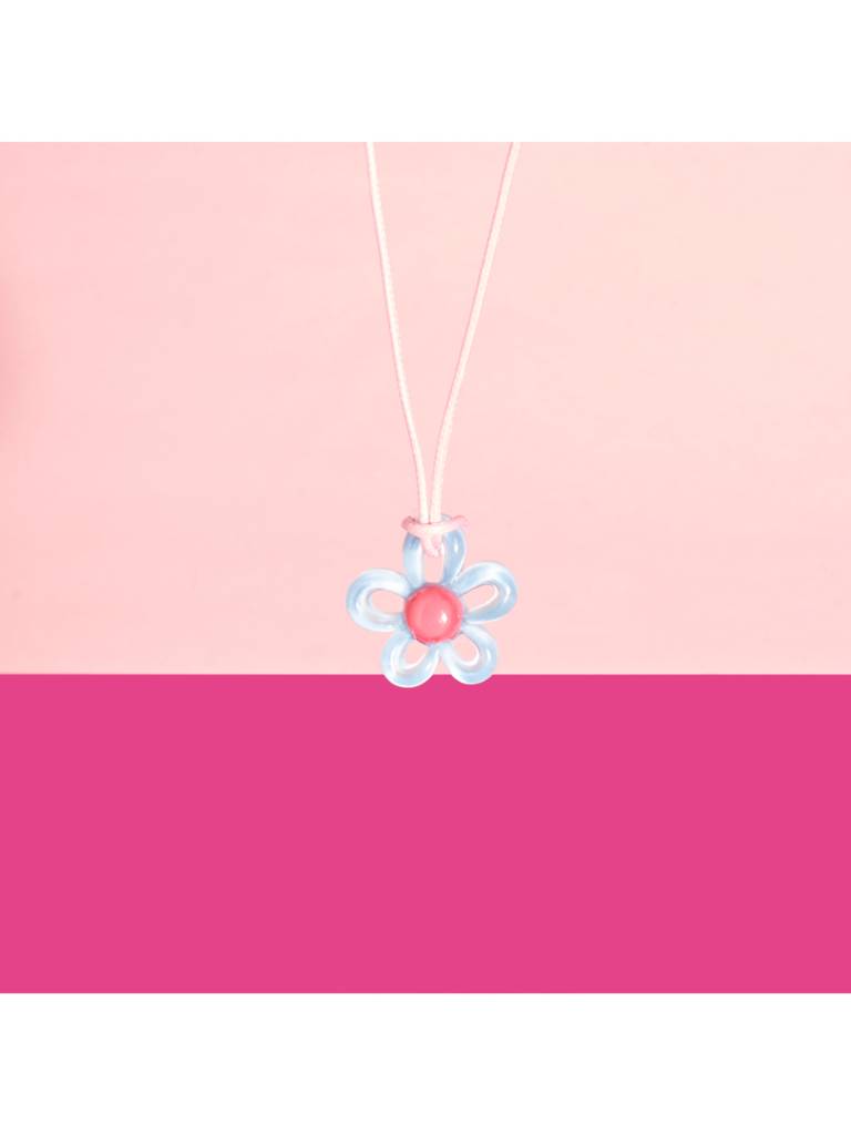 Blooming Floral Statement Necklace For Women & Girls : NS14124-PNK-BLU