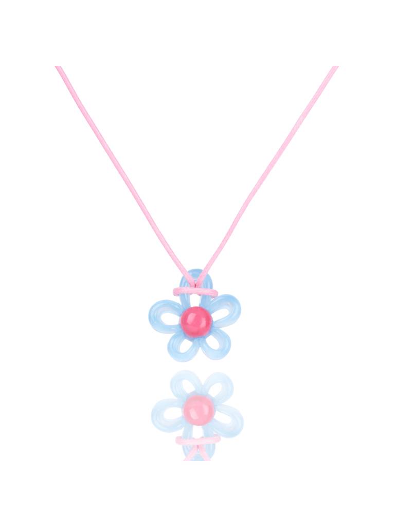 Blooming Floral Statement Necklace For Women & Girls : NS14124-PNK-BLU