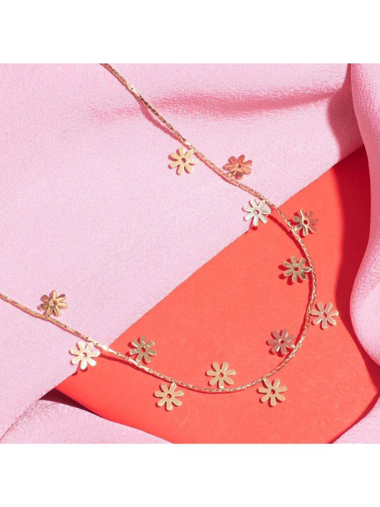 Minimalist Daisy Gold Necklace For Women & Girls : NS14325-G