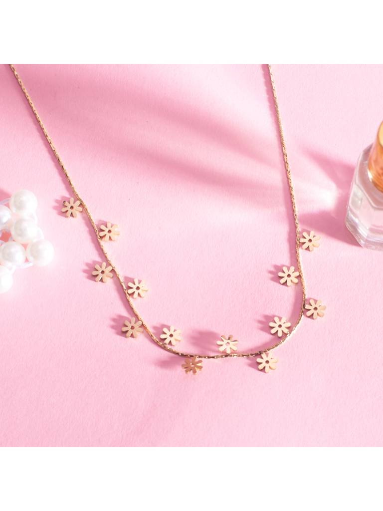 Minimalist Daisy Gold Necklace For Women & Girls : NS14325-G