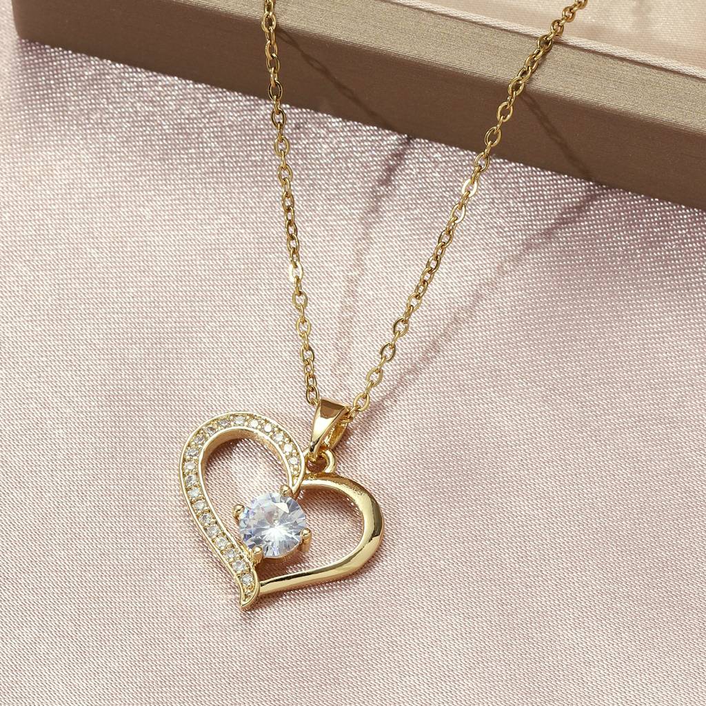 Amour Pendant Golden Necklace For Women & Girls : NS14346-G