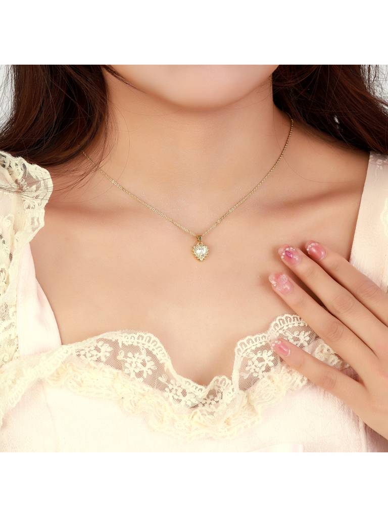 Diamond Love Drop Necklace For Women Girls Neck Chain Jewellery