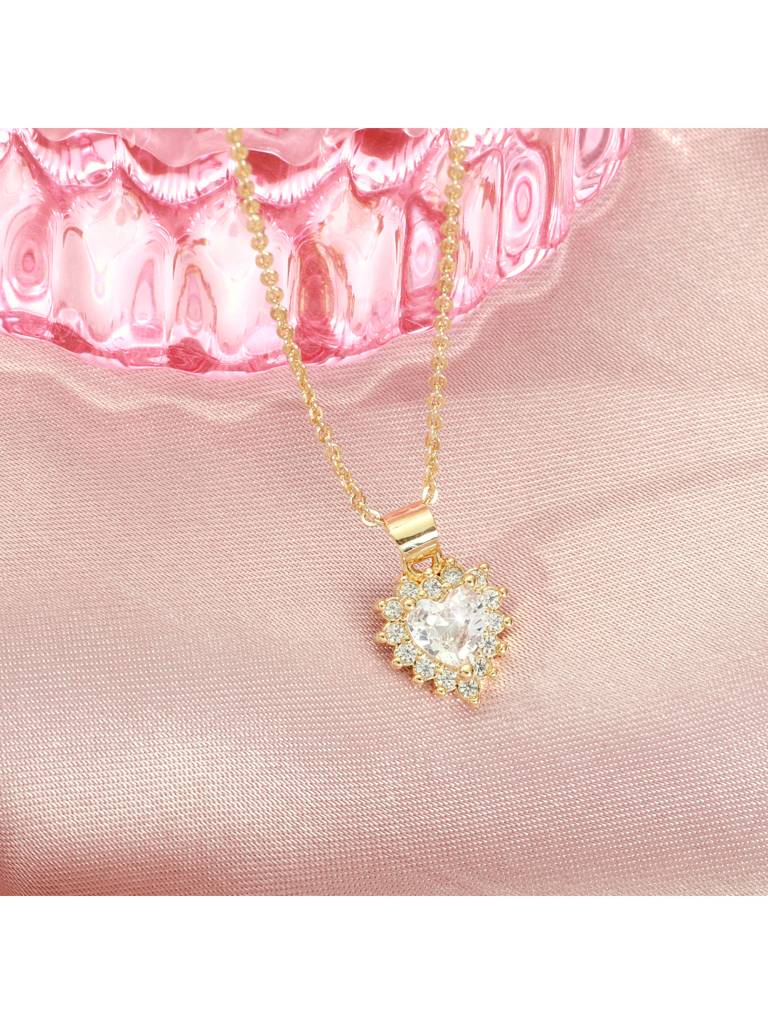 Diamond Love Drop Necklace For Women & Girls Neck Chain Jewellery Accessories : NS14401-G-WHT