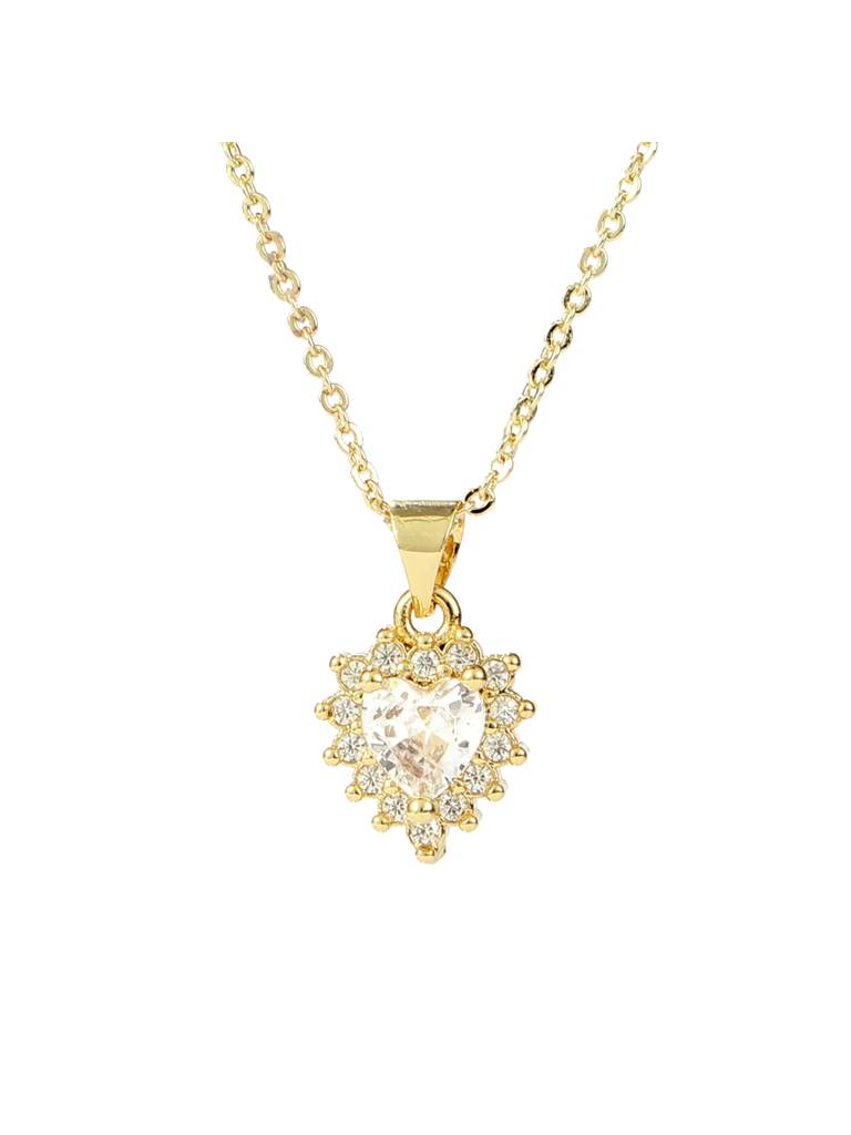 Diamond Love Drop Necklace For Women & Girls Neck Chain Jewellery Accessories : NS14401-G-WHT