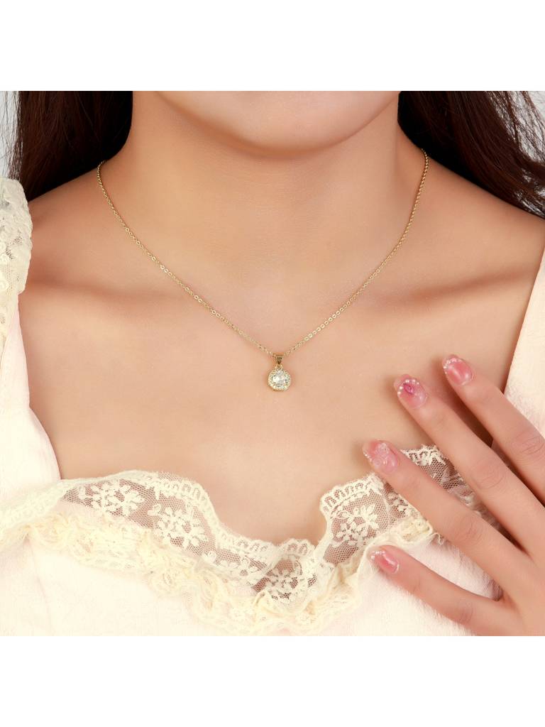 Gleam Kiss Necklace For Women & Girls Neck Chain Jewellery Accessories : NS14402-G-WHT