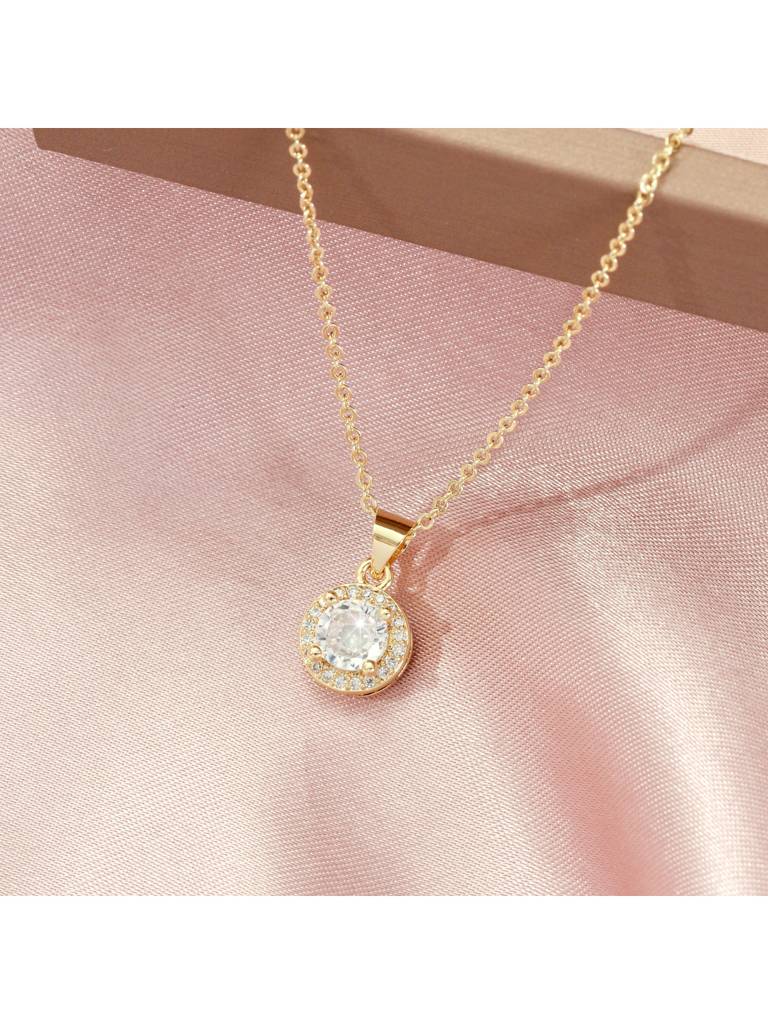Gleam Kiss Necklace For Women & Girls Neck Chain Jewellery Accessories : NS14402-G-WHT