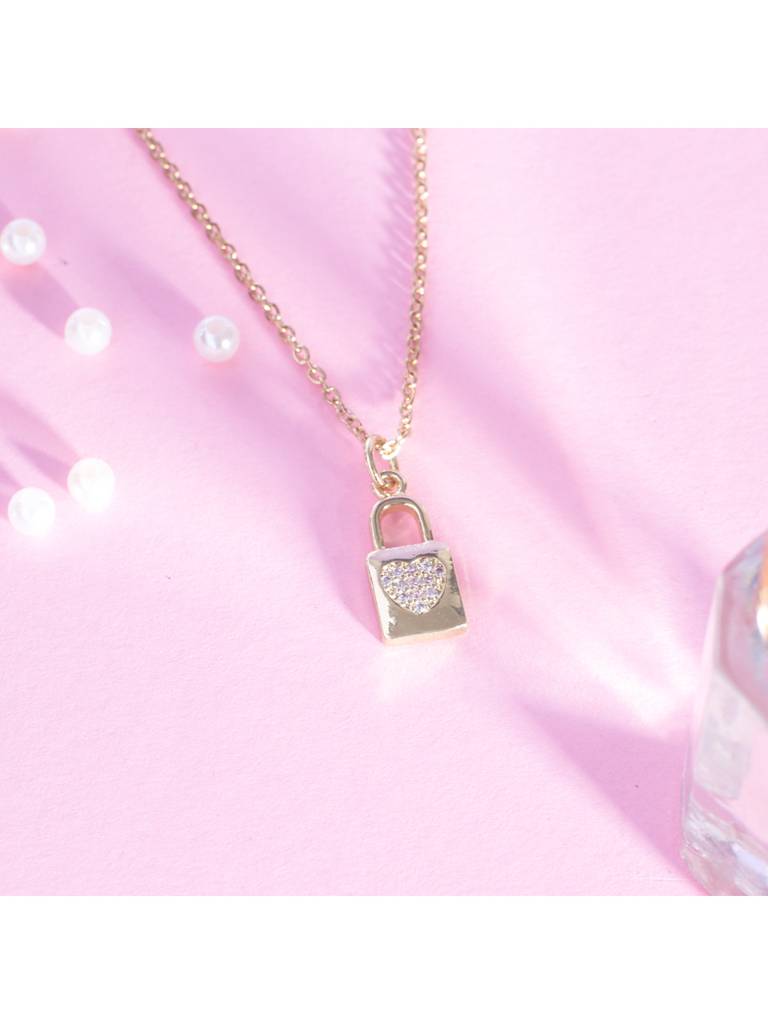 Love Lock Charm Necklace For Women & Girls Neck Chain Jewellery Accessories : NS14423-G