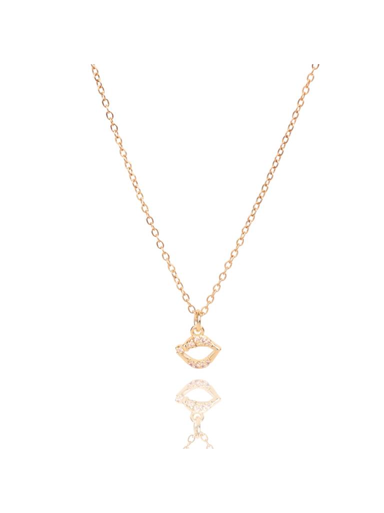 Lover'S Kiss Charm Necklace For Women & Girls Neck Chain Jewellery Accessories : NS14425-G