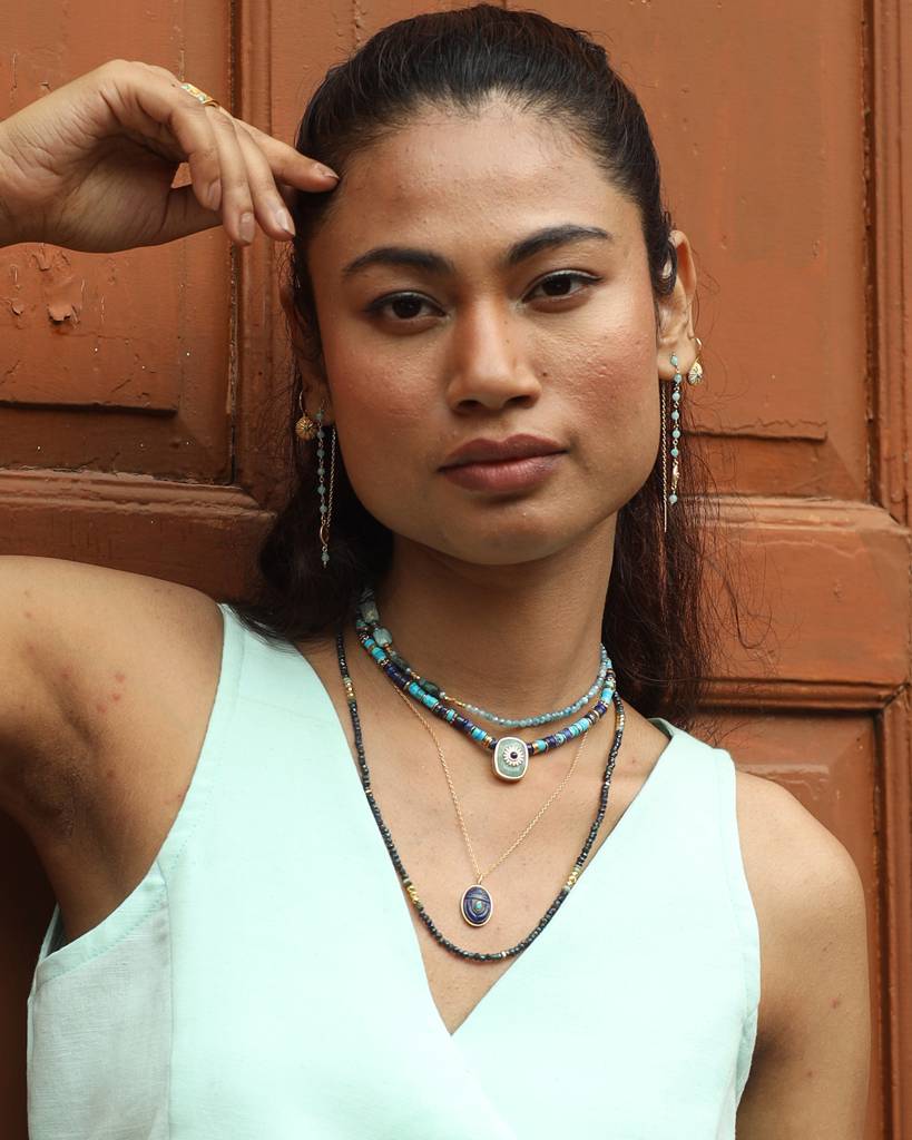 Green Pyrite Mystic Beads Necklace : NSP232(G)