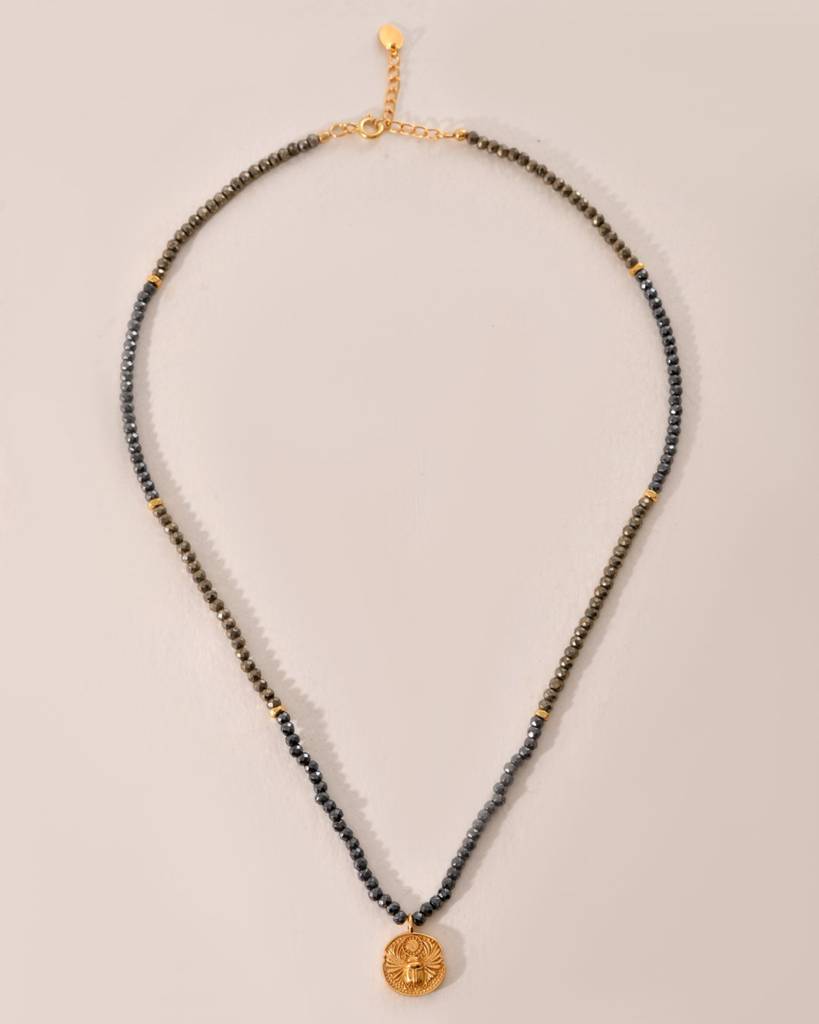 Beetle Black Pyrite Necklace : NSP241(N)