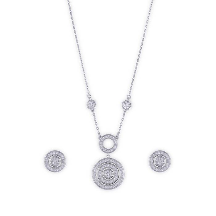 Radiant Circle Cz Statement Necklace Set