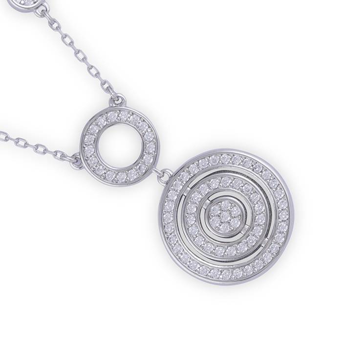 Radiant Circle Cz Statement Necklace Set