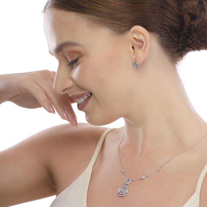 Radiant Circle Cz Statement Necklace Set