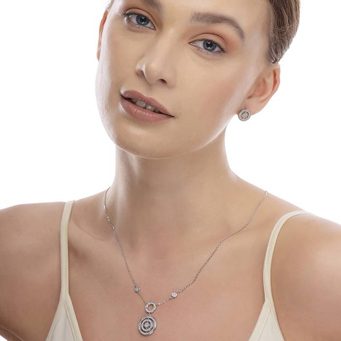 Radiant Circle Cz Statement Necklace Set