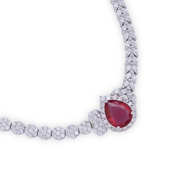 Wine Radiance Blossom Necklace Set
