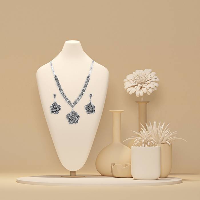 Ivory Silver Necklace Set