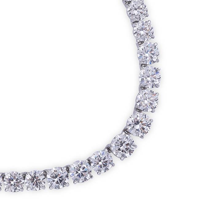 Classic Square Cz Silver Necklace Set