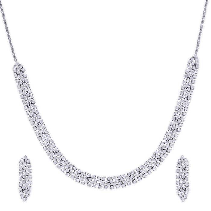 Moonrise Cz Silver Necklace Set