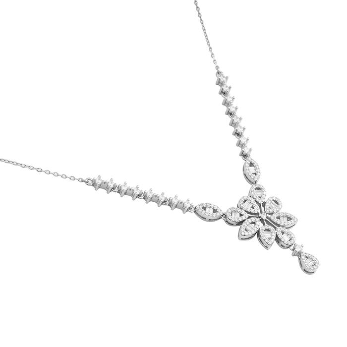 Silver Blossoom Bouquet Necklace Set