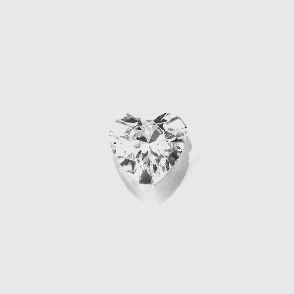 Heart Cz Rhodium Plated 925 Sterling Silver Nose Ring : NTH-10005