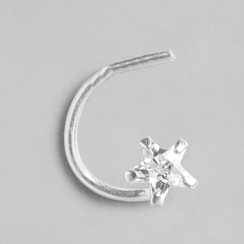 Star Cz Rhodium Plated 925 Sterling Silver Non Piercing : NTH-10006