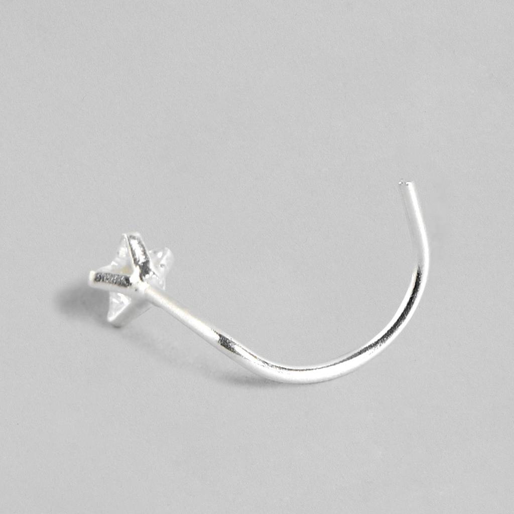 Star Cz Rhodium Plated 925 Sterling Silver Non Piercing : NTH-10006
