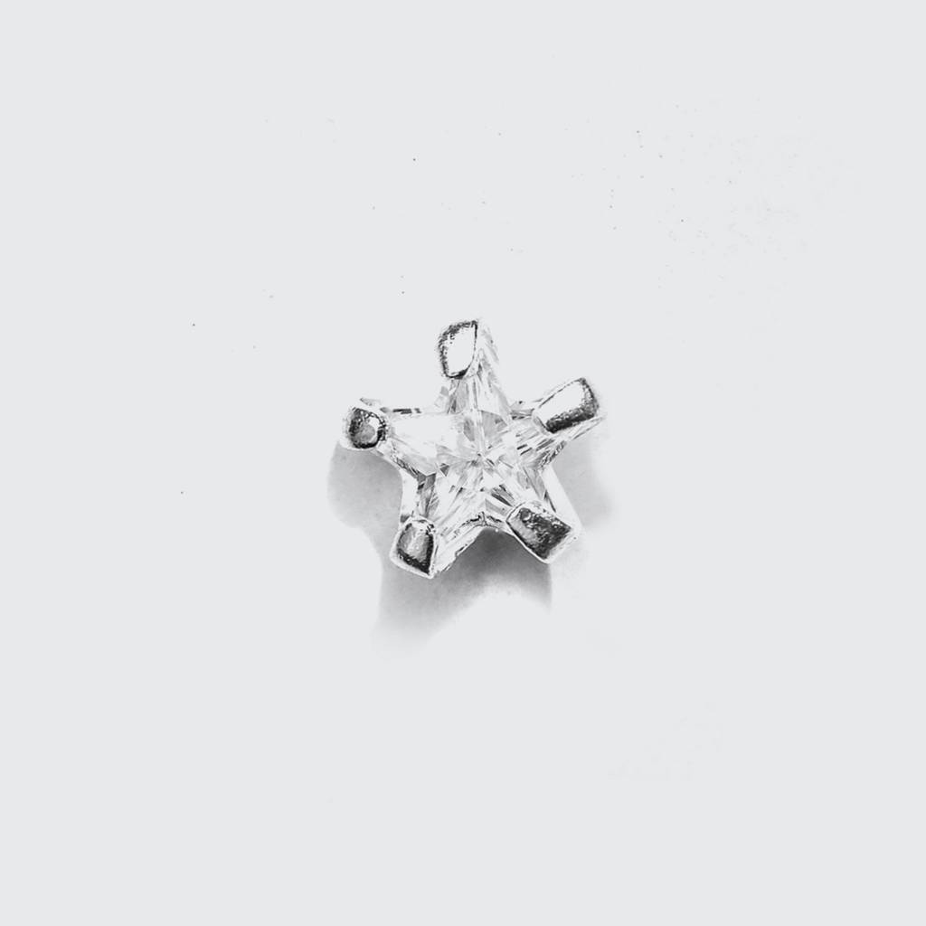 Star Cz Rhodium Plated 925 Sterling Silver Non Piercing : NTH-10006