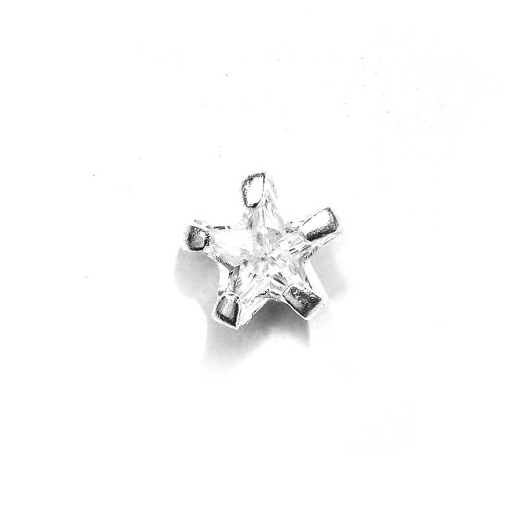 Star Cz Rhodium Plated 925 Sterling Silver Non Piercing : NTH-10006