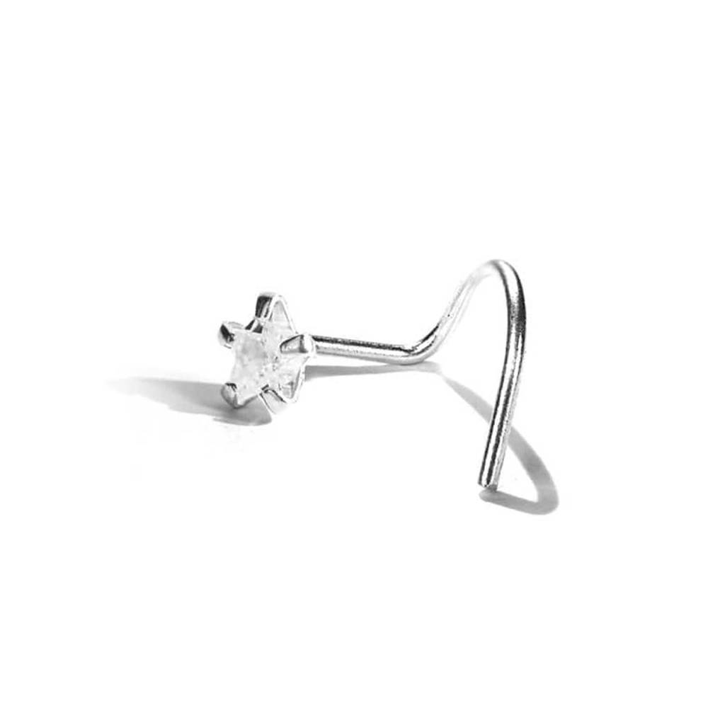 Star Cz Rhodium Plated 925 Sterling Silver Non Piercing : NTH-10006